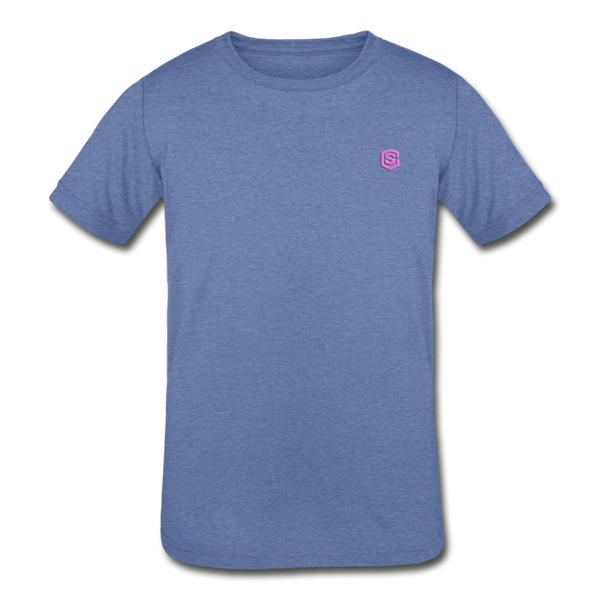 Kids' Tri-Blend T-Shirt   WITH  PINK LOGO - heather Blue