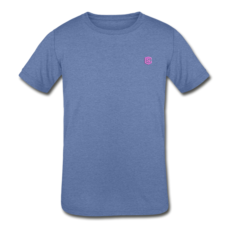 Kids' Tri-Blend T-Shirt   WITH  PINK LOGO - heather Blue