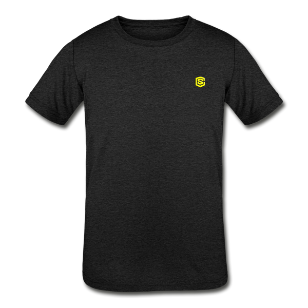 Kids' Tri-Blend T-Shirt   WITH  YELLOW  LOGO - heather black