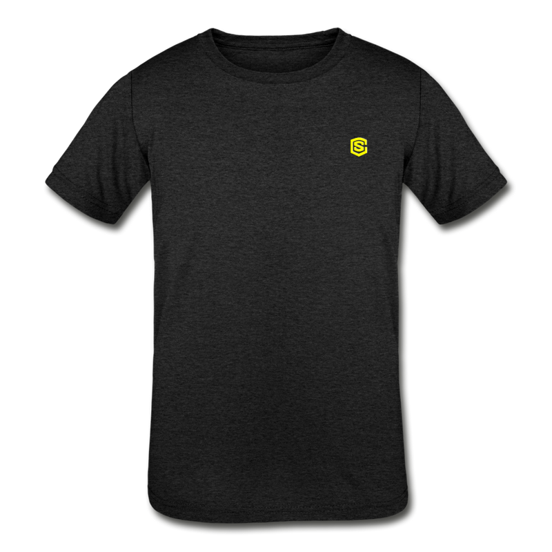 Kids' Tri-Blend T-Shirt   WITH  YELLOW  LOGO - heather black