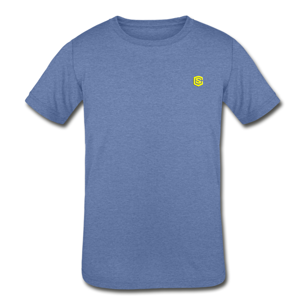 Kids' Tri-Blend T-Shirt   WITH  YELLOW  LOGO - heather Blue