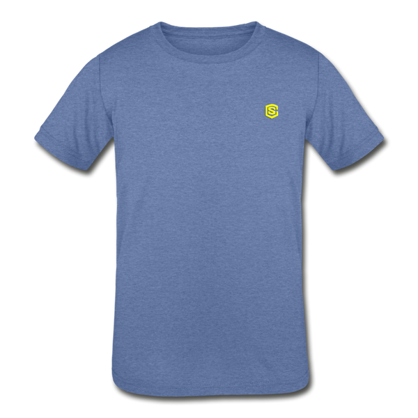 Kids' Tri-Blend T-Shirt   WITH  YELLOW  LOGO - heather Blue