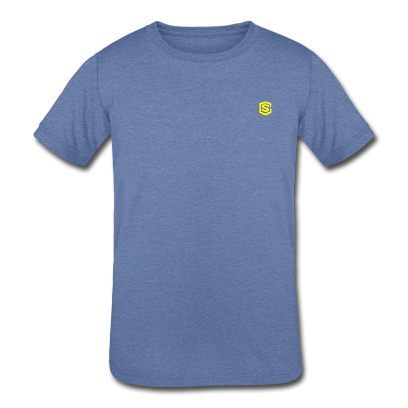 Kids' Tri-Blend T-Shirt   WITH  YELLOW  LOGO - heather Blue