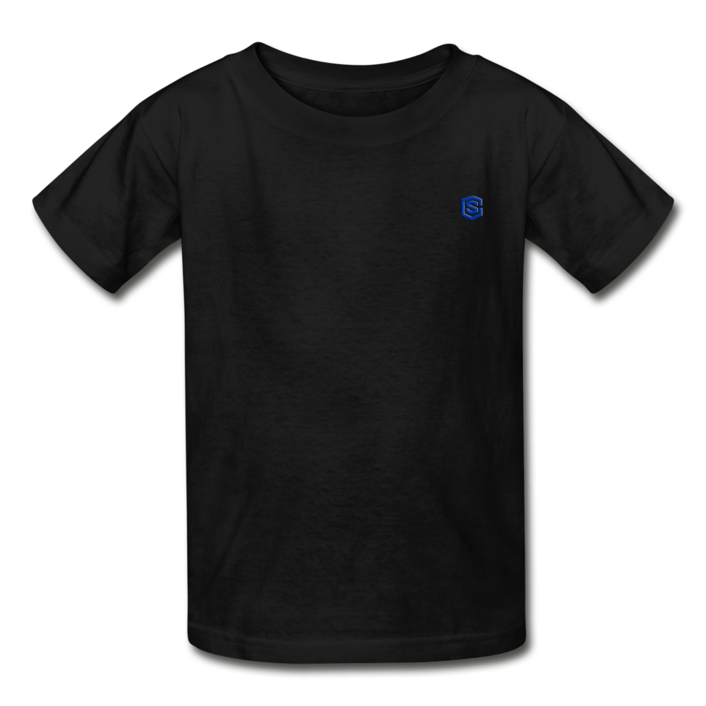 Hanes Youth Tagless T-Shirt   WITH BLUE  LOGO - black