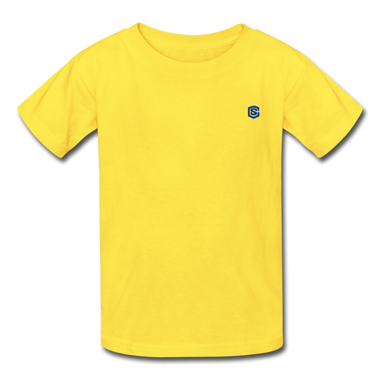 Hanes Youth Tagless T-Shirt   WITH BLUE  LOGO - yellow