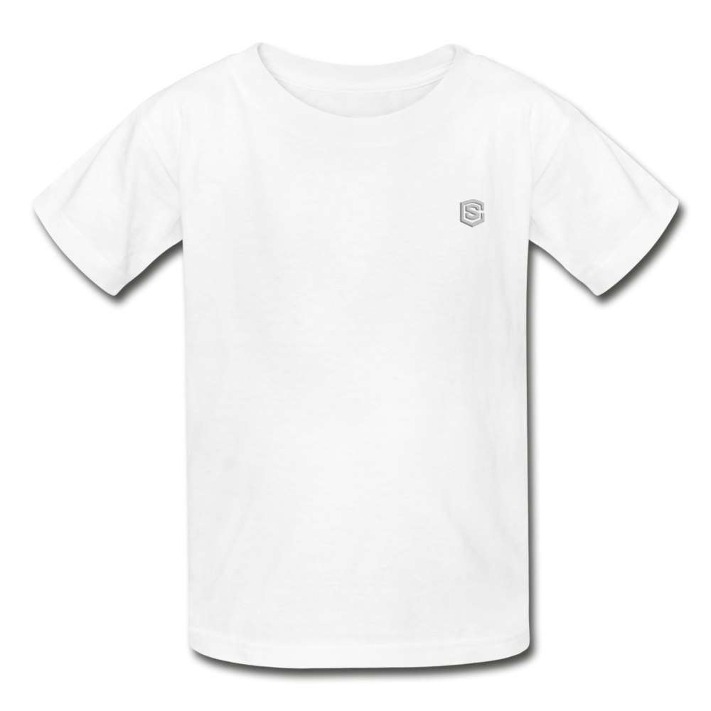 Hanes Youth Tagless T-Shirt   WITH SILIVER LOGO - white