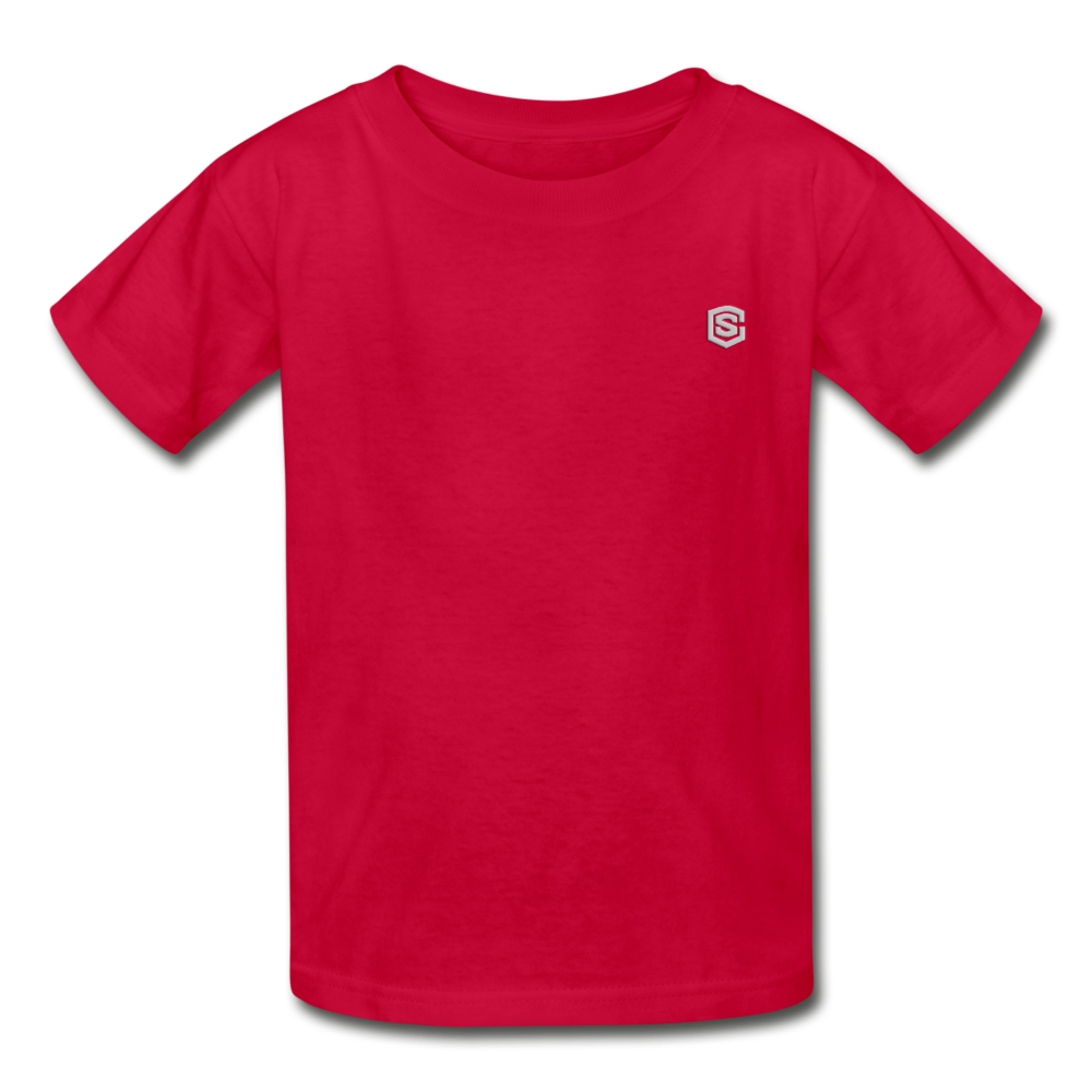 Hanes Youth Tagless T-Shirt   WITH SILIVER LOGO - red