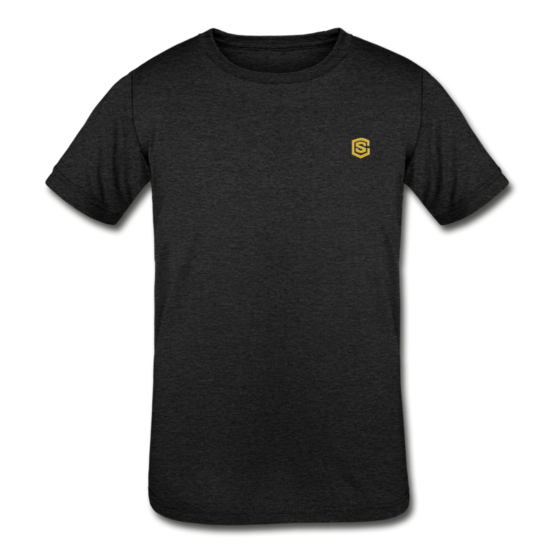 Kids' Tri-Blend T-Shirt  WITH  GOLD  LOGO - heather black