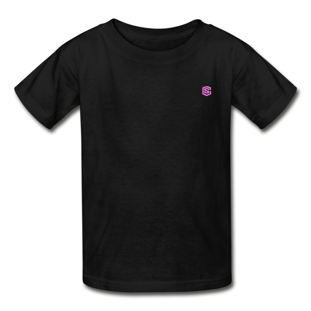 Hanes Youth Tagless T-Shirt   WITH  PINK  LOGO - black