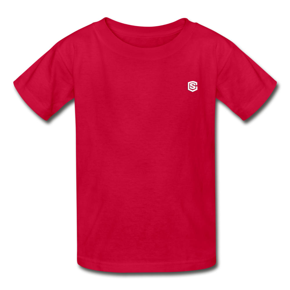 Hanes Youth Tagless T-Shirt   WITH WHITE   LOGO - red