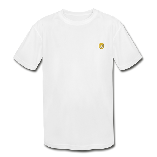 Kids' Moisture Wicking Performance T-Shirt   WITH GOLD  LOGO - white