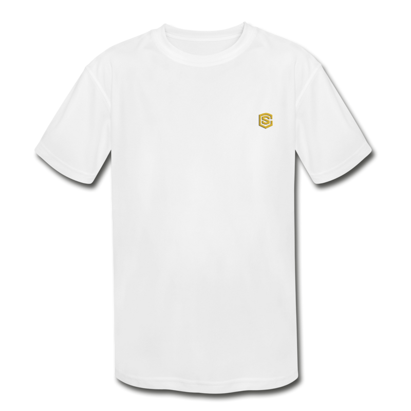 Kids' Moisture Wicking Performance T-Shirt   WITH GOLD  LOGO - white