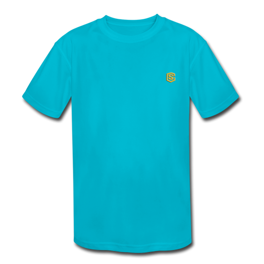 Kids' Moisture Wicking Performance T-Shirt   WITH GOLD  LOGO - turquoise