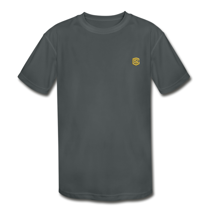 Kids' Moisture Wicking Performance T-Shirt   WITH GOLD  LOGO - charcoal