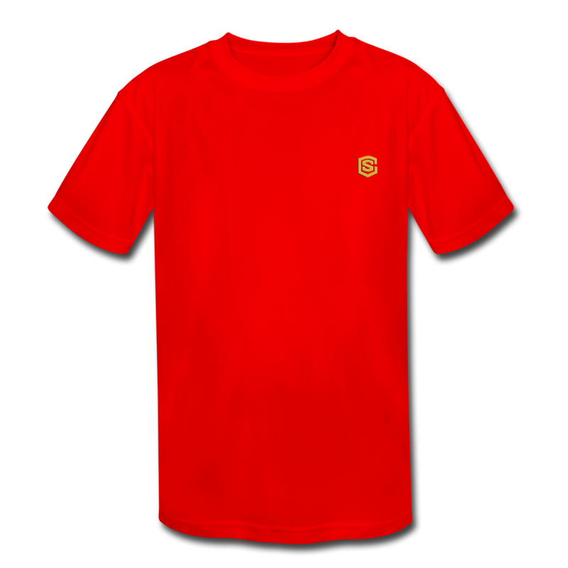 Kids' Moisture Wicking Performance T-Shirt   WITH GOLD  LOGO - red