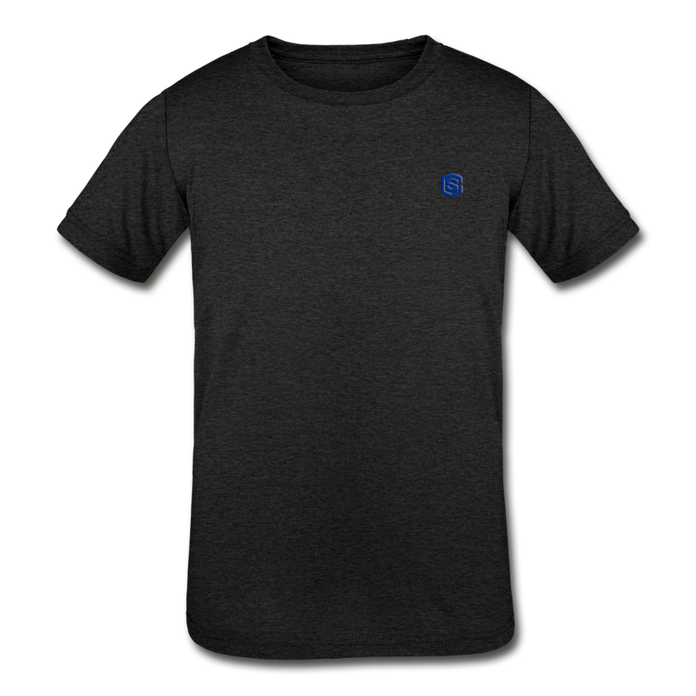 Kids' Tri-Blend T-Shirt   WITH  BLUE LOGO - heather black