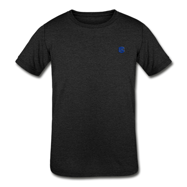 Kids' Tri-Blend T-Shirt   WITH  BLUE LOGO - heather black