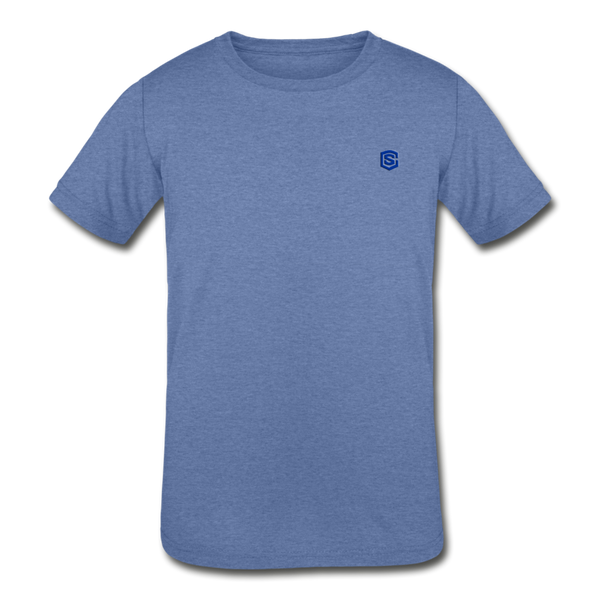 Kids' Tri-Blend T-Shirt   WITH  BLUE LOGO - heather Blue