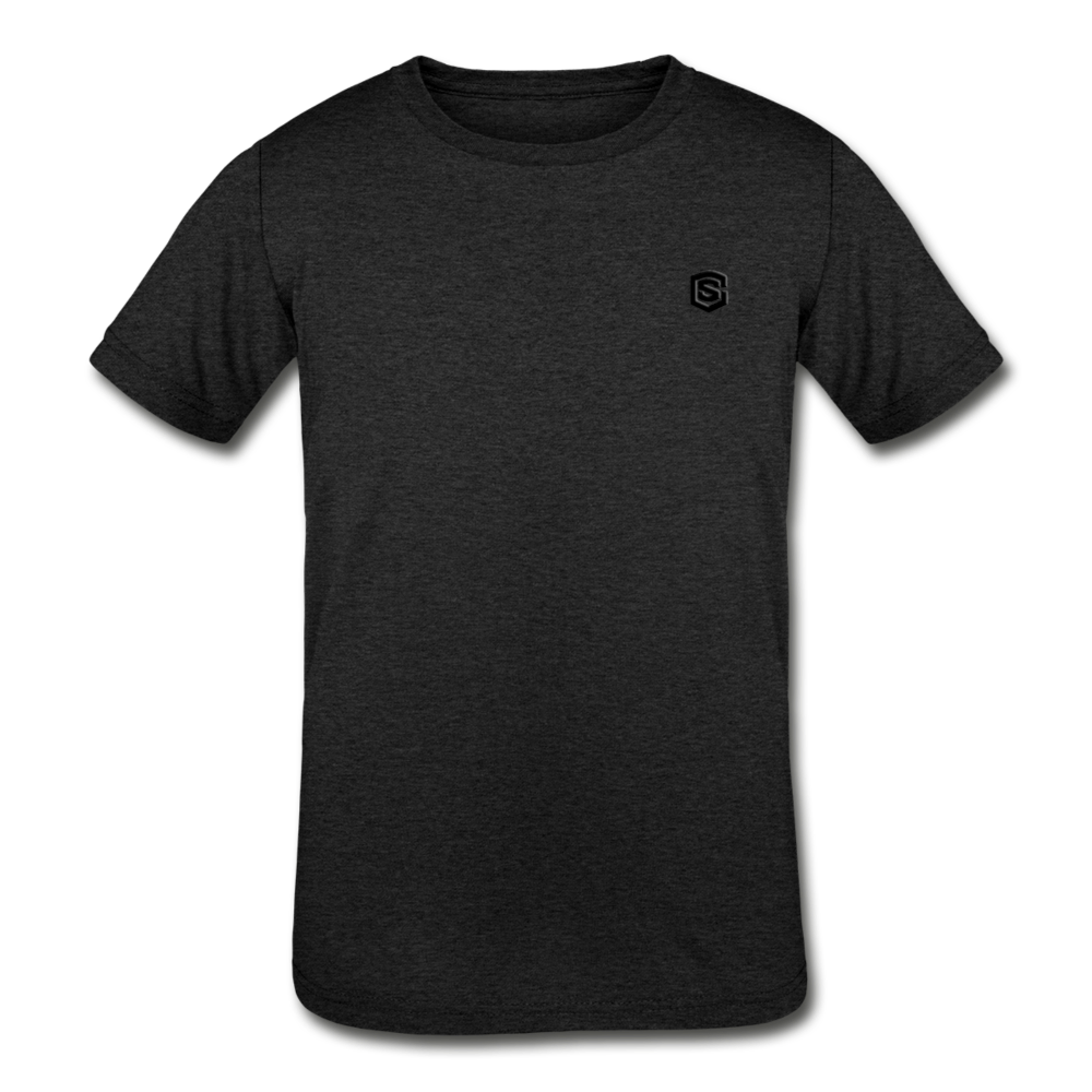 Kids' Tri-Blend T-Shirt   WITH BLACK  LOGO - heather black