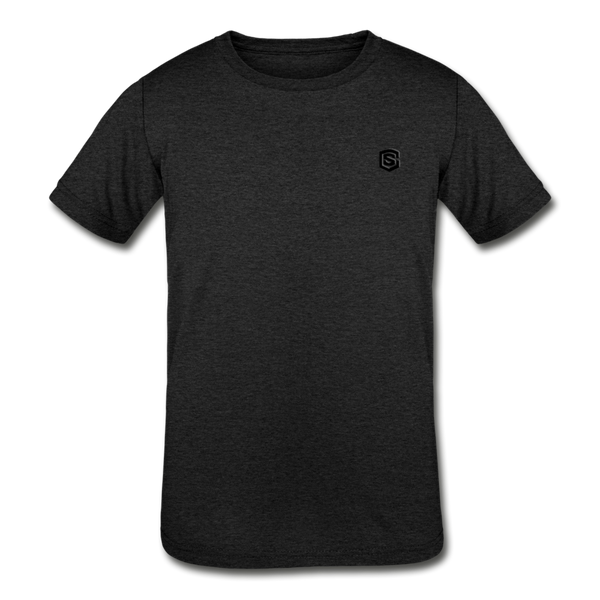 Kids' Tri-Blend T-Shirt   WITH BLACK  LOGO - heather black