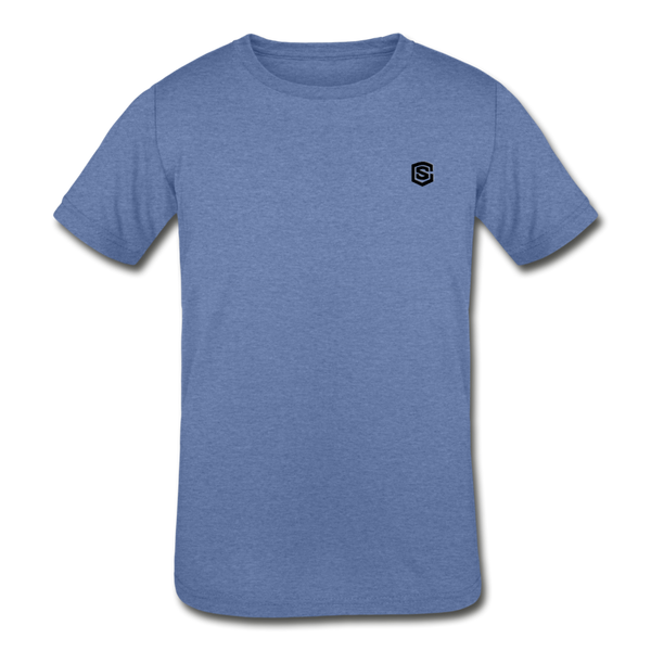 Kids' Tri-Blend T-Shirt   WITH BLACK  LOGO - heather Blue