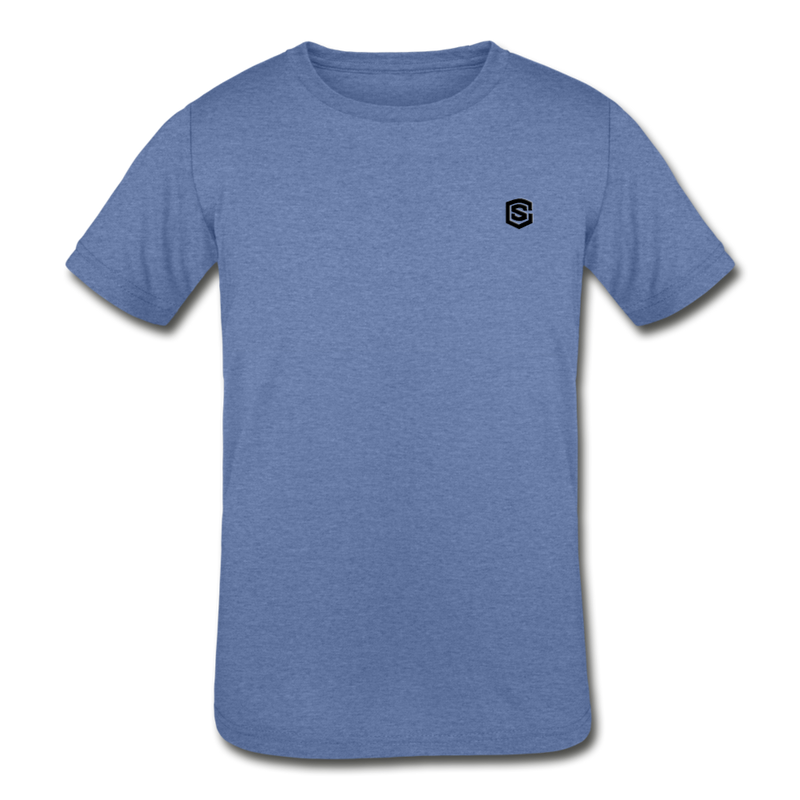 Kids' Tri-Blend T-Shirt   WITH BLACK  LOGO - heather Blue