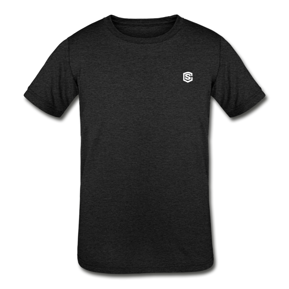 Kids' Tri-Blend T-Shirt   WITH WHITE  LOGO - heather black