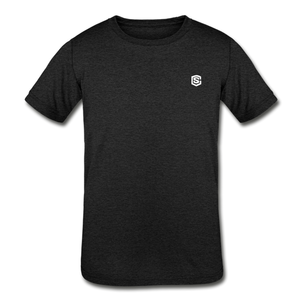 Kids' Tri-Blend T-Shirt   WITH WHITE  LOGO - heather black