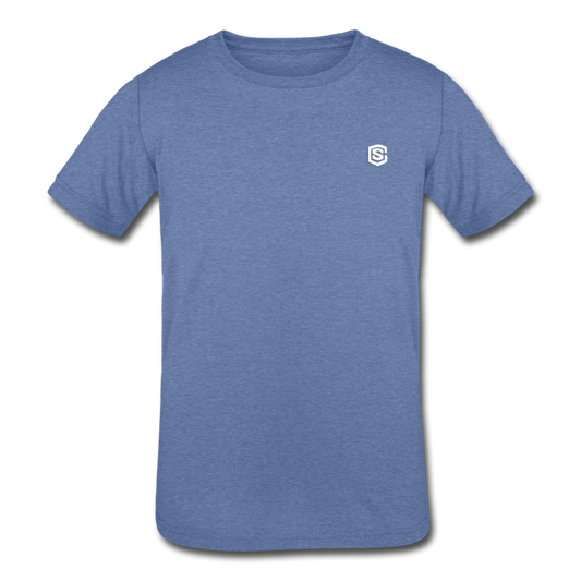 Kids' Tri-Blend T-Shirt   WITH WHITE  LOGO - heather Blue