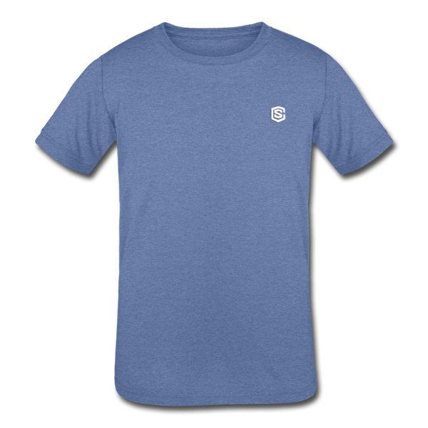 Kids' Tri-Blend T-Shirt   WITH WHITE  LOGO - heather Blue