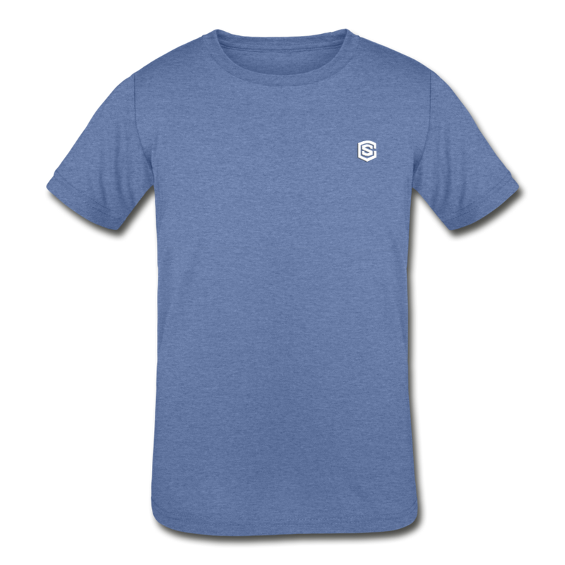 Kids' Tri-Blend T-Shirt   WITH WHITE  LOGO - heather Blue