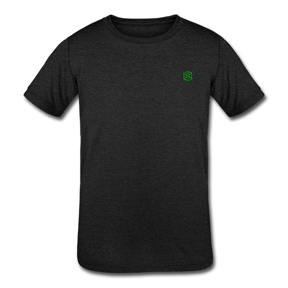 Kids' Tri-Blend T-Shirt   WITH GREEN  LOGO - heather black