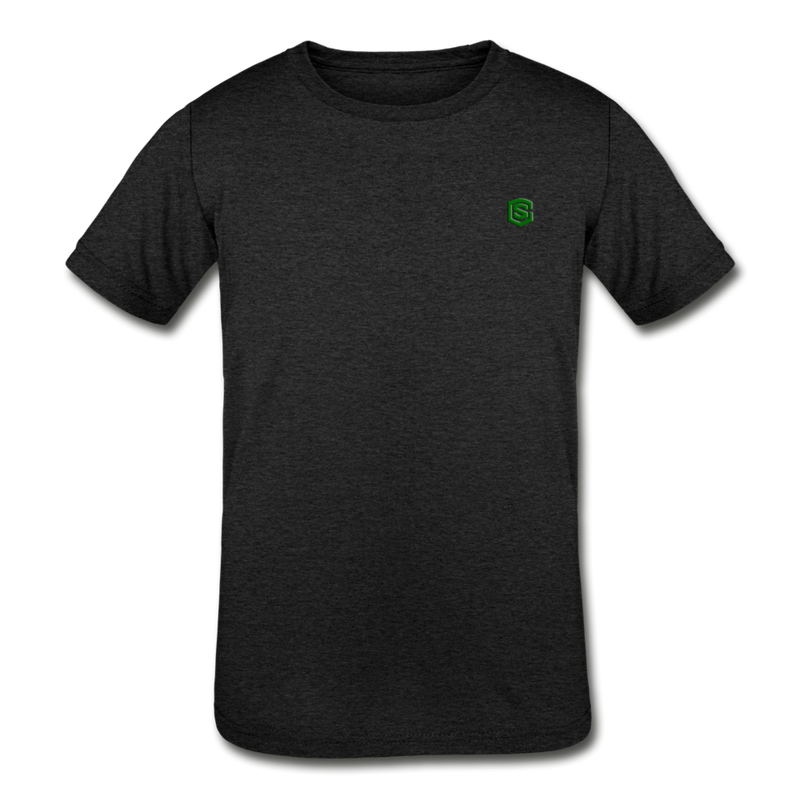 Kids' Tri-Blend T-Shirt   WITH GREEN  LOGO - heather black