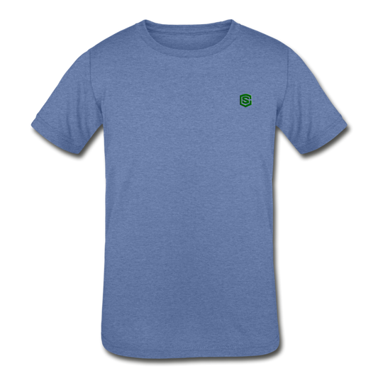 Kids' Tri-Blend T-Shirt   WITH GREEN  LOGO - heather Blue