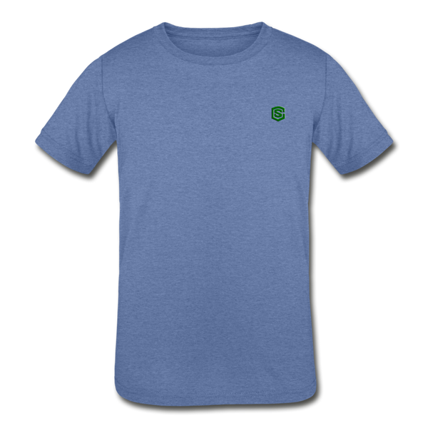 Kids' Tri-Blend T-Shirt   WITH GREEN  LOGO - heather Blue