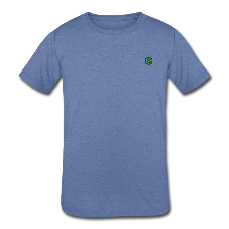 Kids' Tri-Blend T-Shirt   WITH GREEN  LOGO - heather Blue