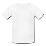 Hanes Youth Tagless T-Shirt   WITH YELLOW  LOGO - white