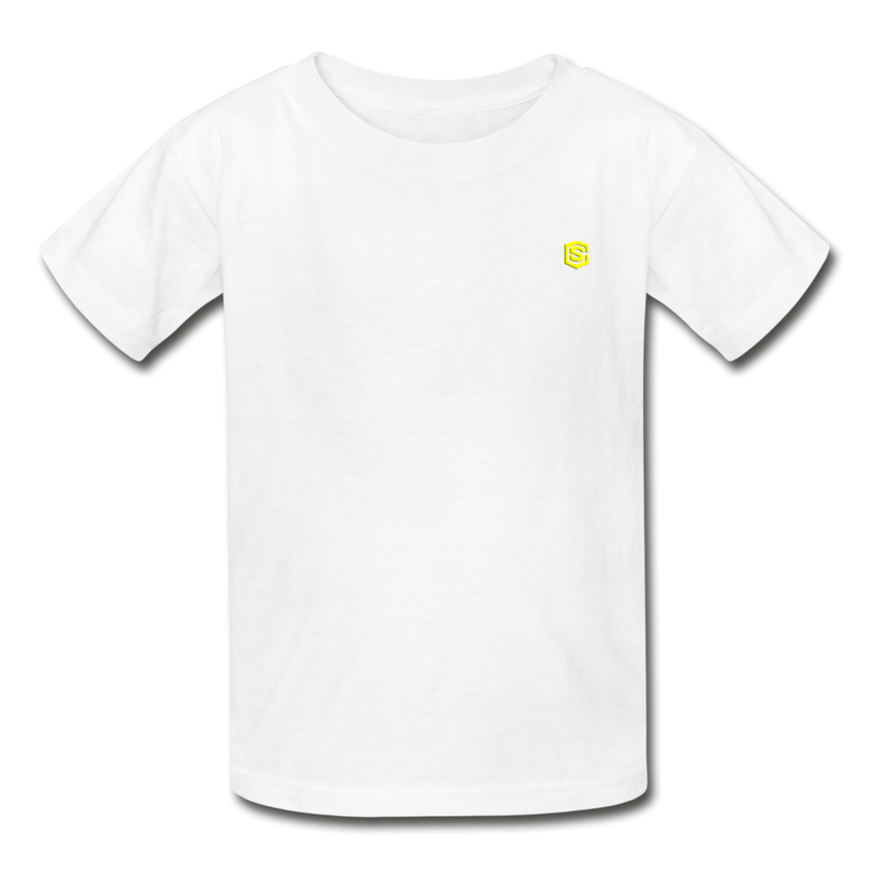 Hanes Youth Tagless T-Shirt   WITH YELLOW  LOGO - white