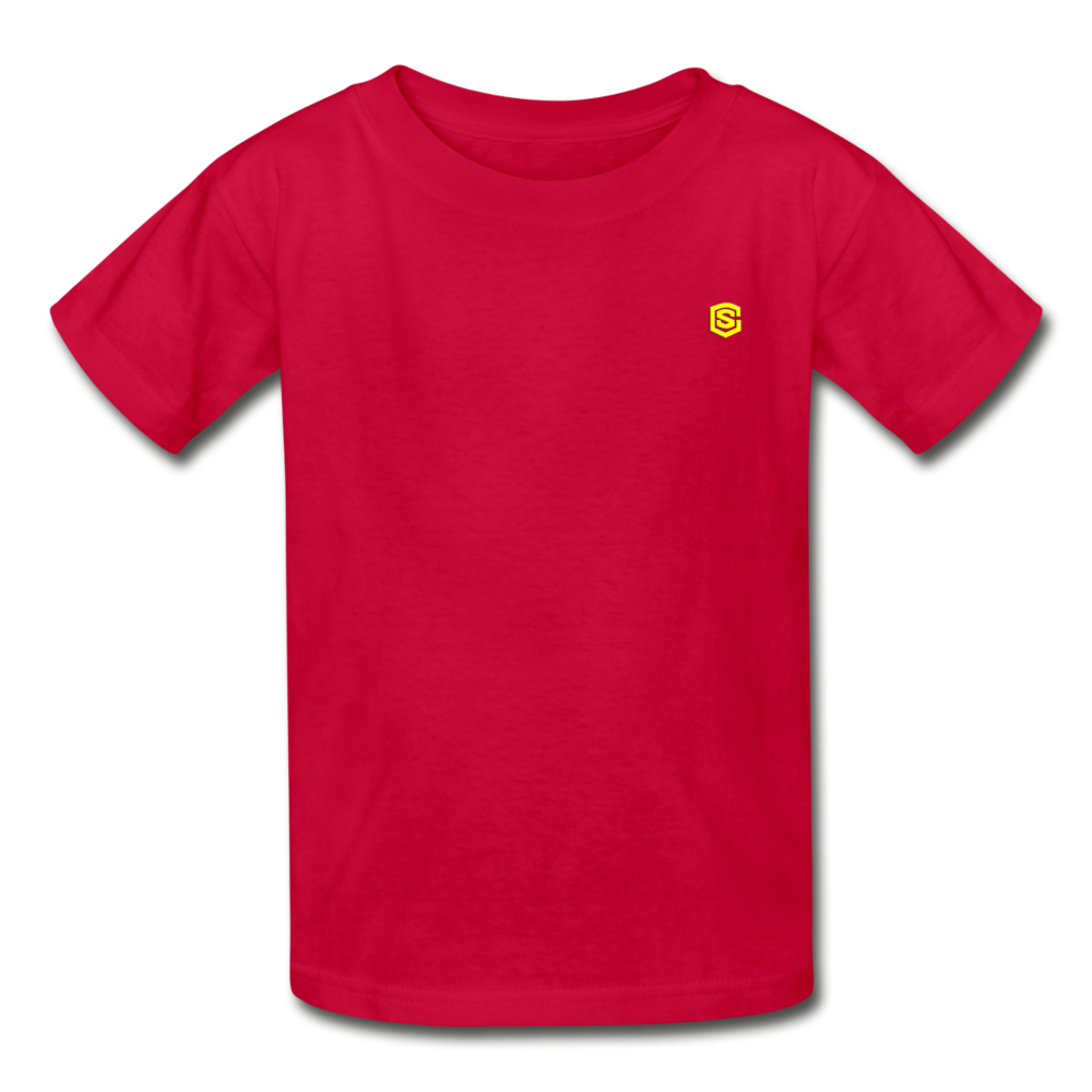 Hanes Youth Tagless T-Shirt   WITH YELLOW  LOGO - red