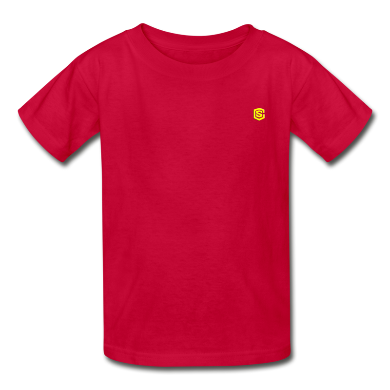 Hanes Youth Tagless T-Shirt   WITH YELLOW  LOGO - red