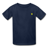 Hanes Youth Tagless T-Shirt   WITH YELLOW  LOGO - navy