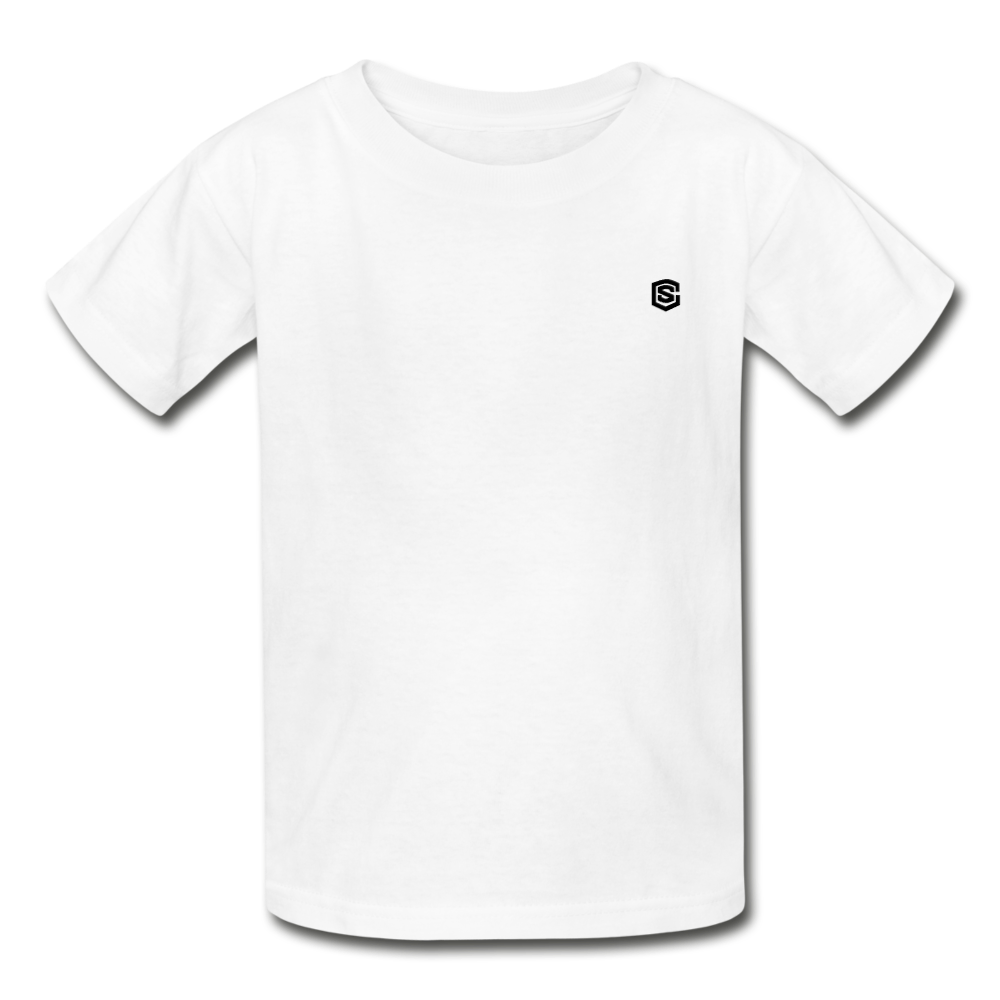 Hanes Youth Tagless T-Shirt   WITH  BLACK LOGO - white