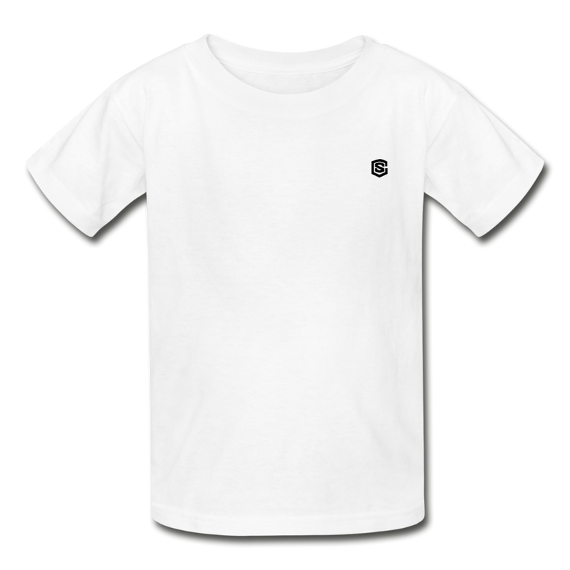 Hanes Youth Tagless T-Shirt   WITH  BLACK LOGO - white