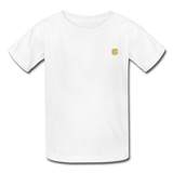 Hanes Youth Tagless T-Shirt   WITH  GOLD LOGO - white