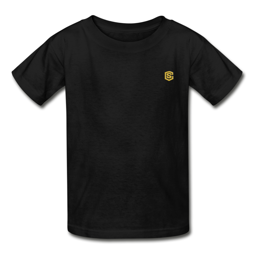 Hanes Youth Tagless T-Shirt   WITH  GOLD LOGO - black