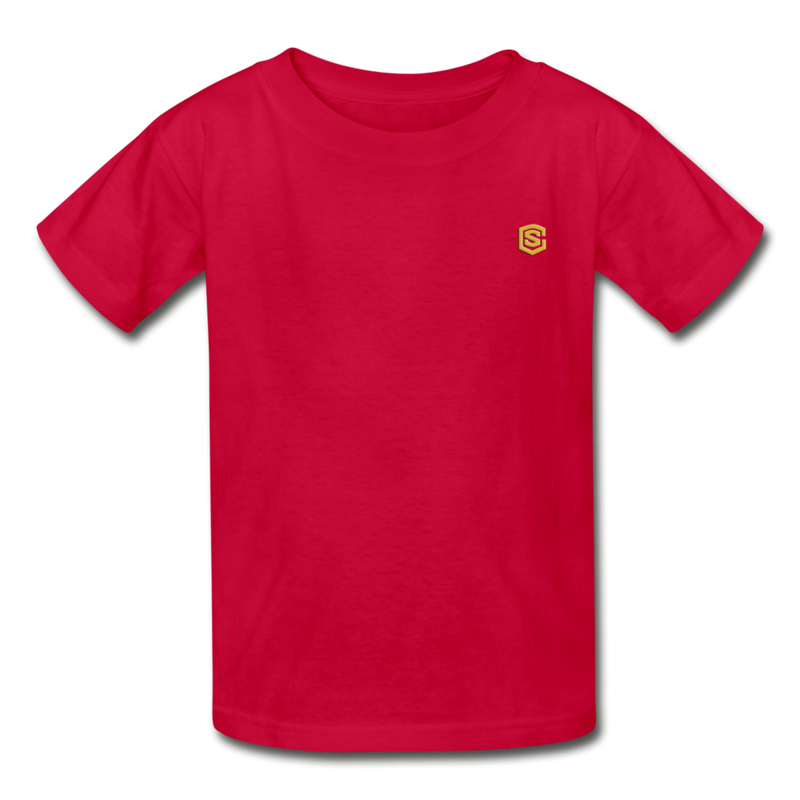 Hanes Youth Tagless T-Shirt   WITH  GOLD LOGO - red