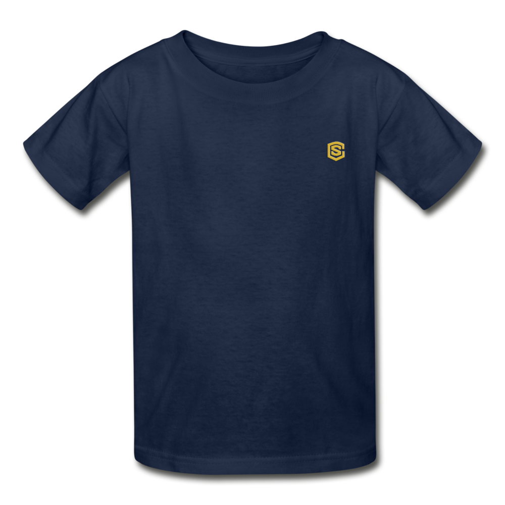 Hanes Youth Tagless T-Shirt   WITH  GOLD LOGO - navy