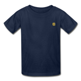 Hanes Youth Tagless T-Shirt   WITH  GOLD LOGO - navy