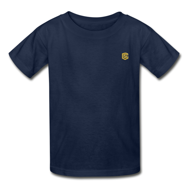 Hanes Youth Tagless T-Shirt   WITH  GOLD LOGO - navy