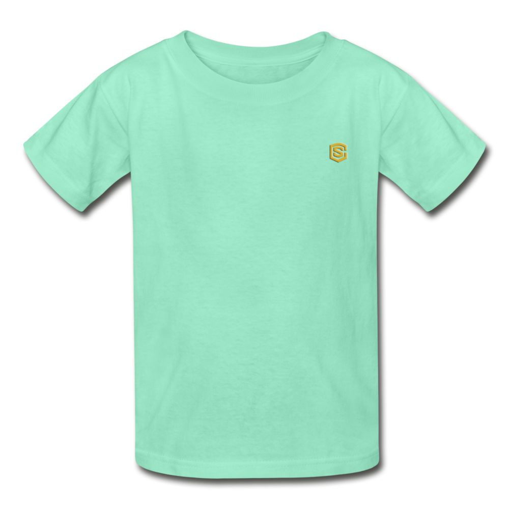 Hanes Youth Tagless T-Shirt   WITH  GOLD LOGO - deep mint